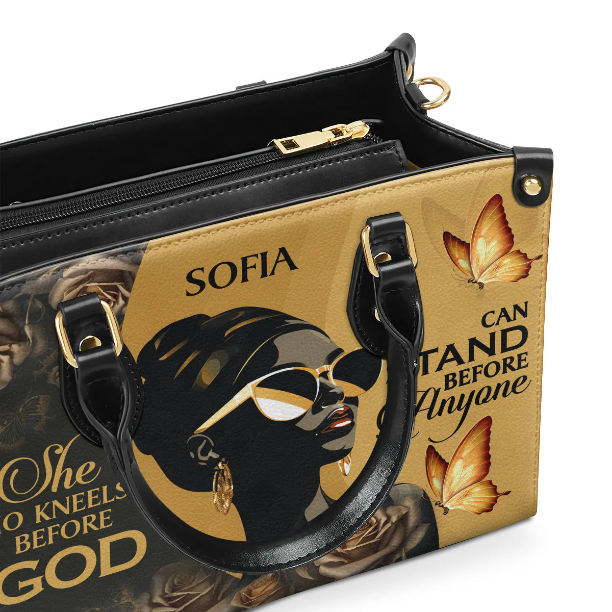 She Who Kneels Before God Can Stand Before Anyone - Personalized Leather Handbag