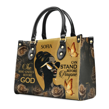 She Who Kneels Before God Can Stand Before Anyone - Personalized Leather Handbag